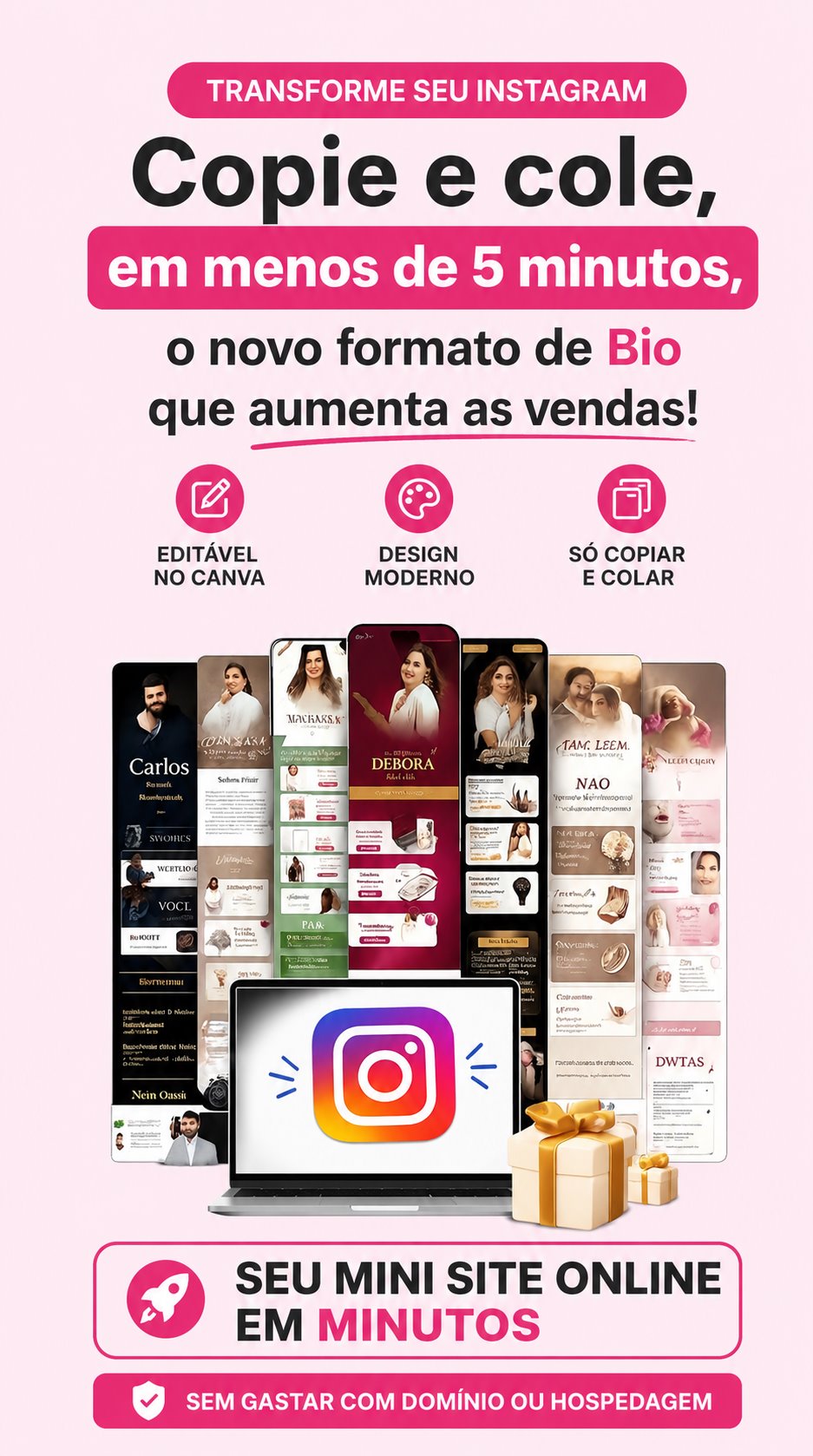 Bio Site pronta editável pelo Canva