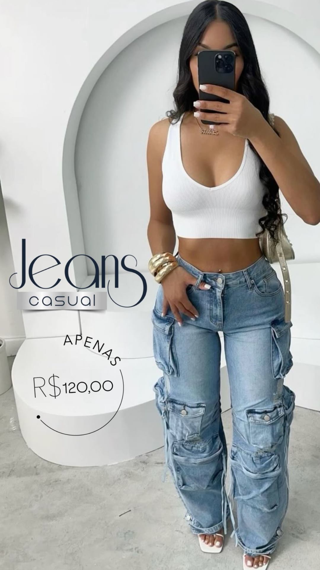 Prévia de story para look jeans casual