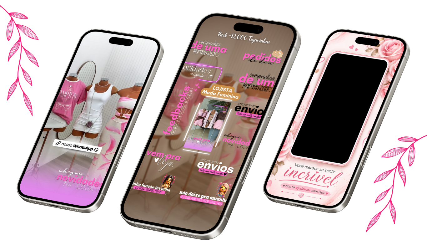 Prévia do pack em três celulares