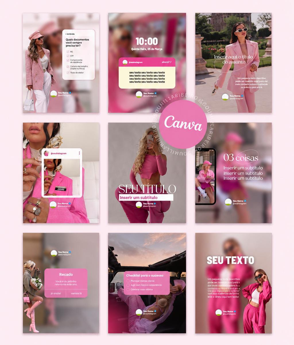Exemplos de posts editáveis para feed em Canva