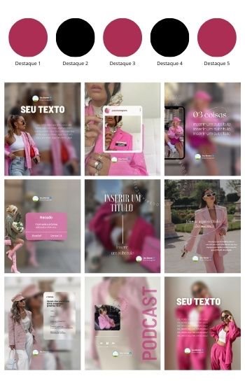 Exemplo de feed profissional com posts editáveis