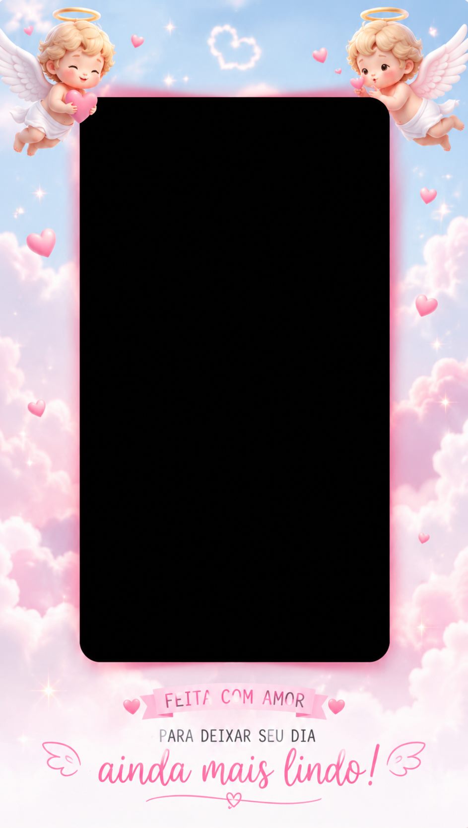 Fundo para repost com nuvens e corações