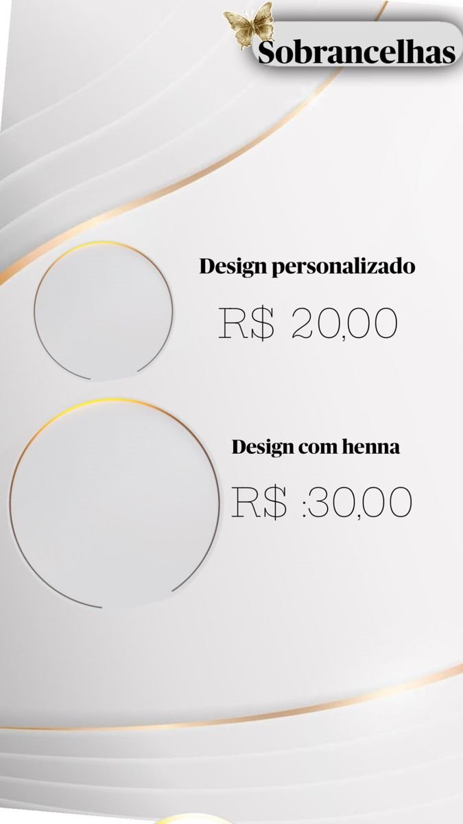 Story pronto para sobrancelhas com tabela de preços